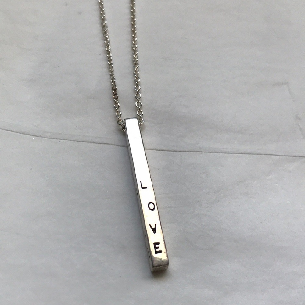 Live Love Laugh Silver Bar pendant necklace choker
